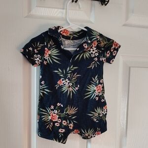 Old Navy Navy Tropical Floral Hooded Baby Romper